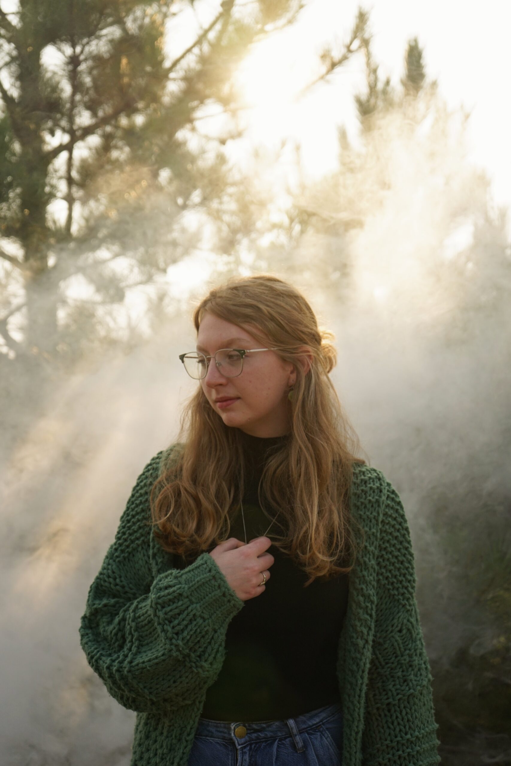traverse city senior photography backlit at sunset