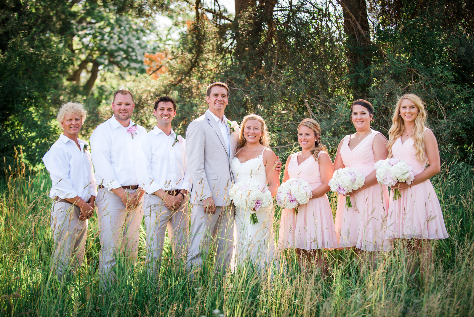 bridal party during traverse city grand traverse bay wedding