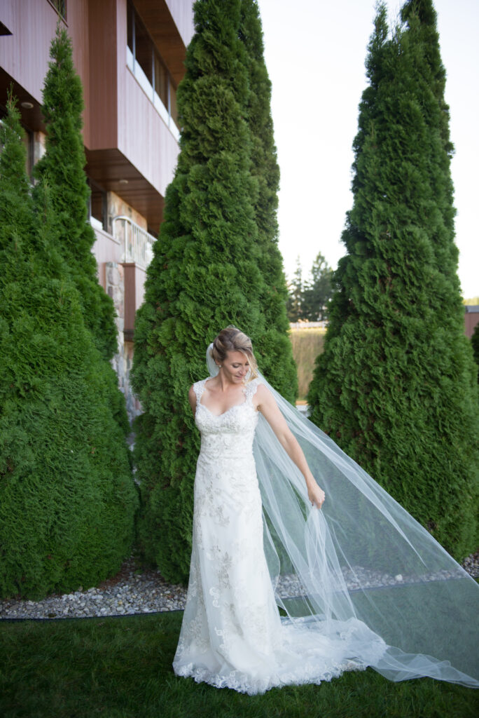 traverse city bride posing downtown traverse city michigan