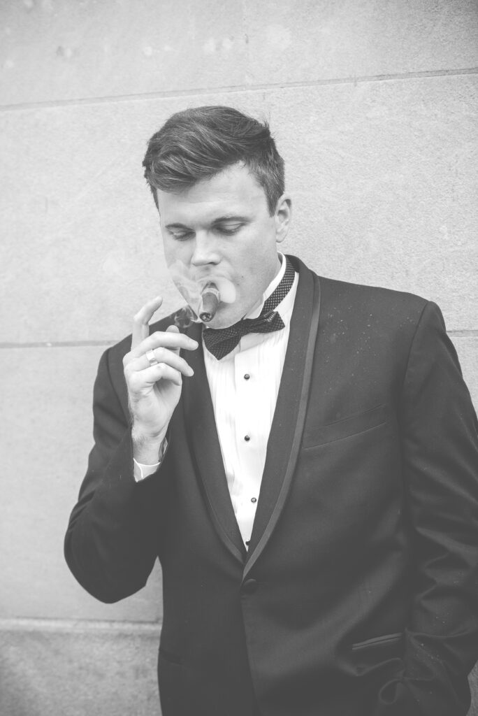 vintage groom portrait downtown traverse city michigan