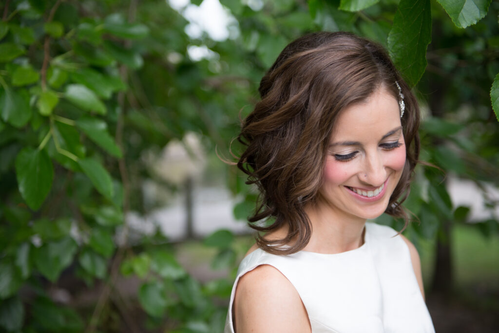 wedding photography of downtown traverse city bride