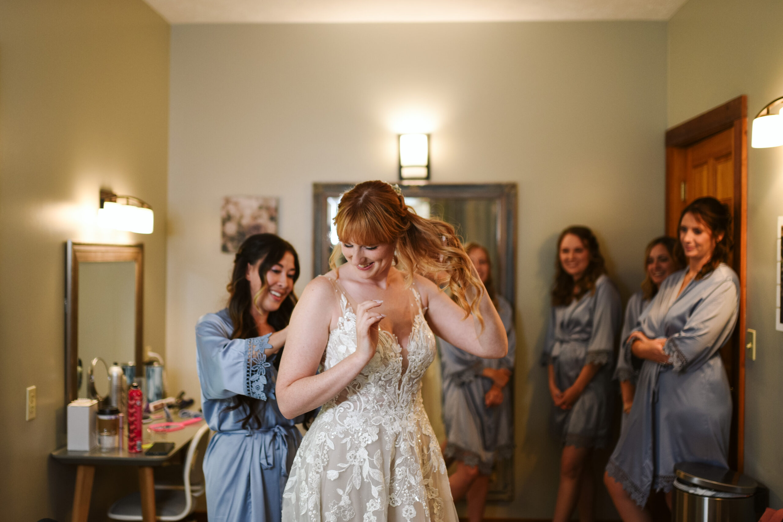 bride at blue bridge event center in grawn michigan traverse city wedding photographer