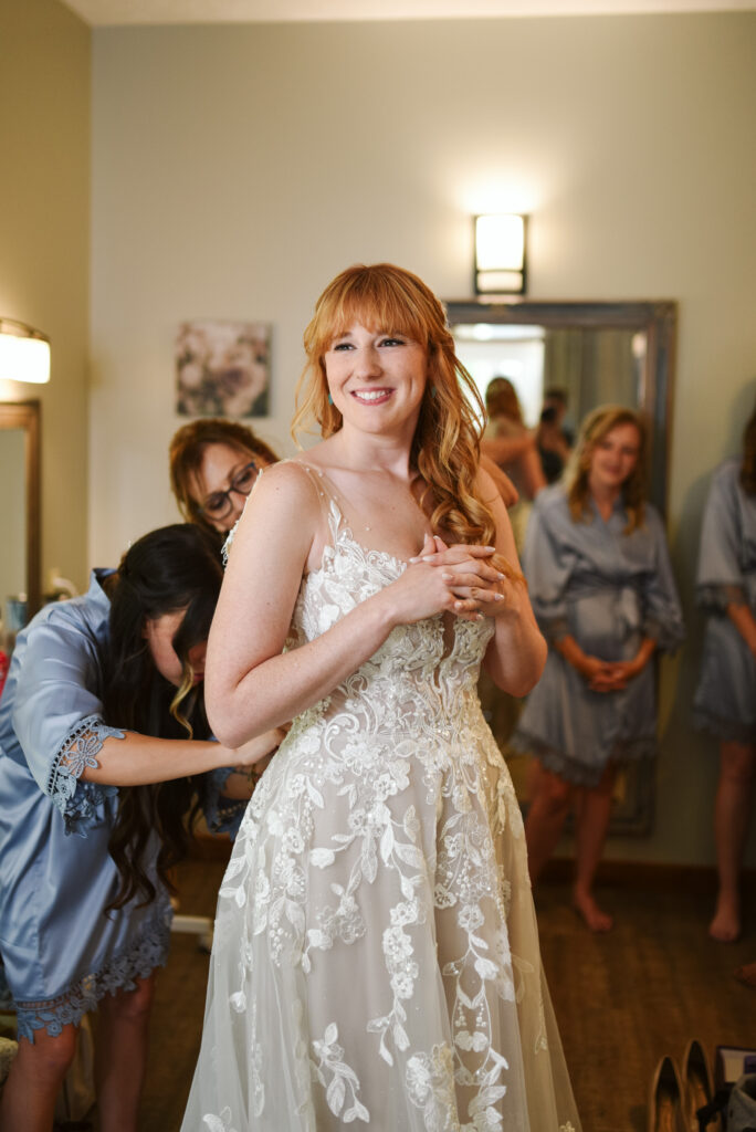 bride at blue bridge event center in grawn michigan traverse city