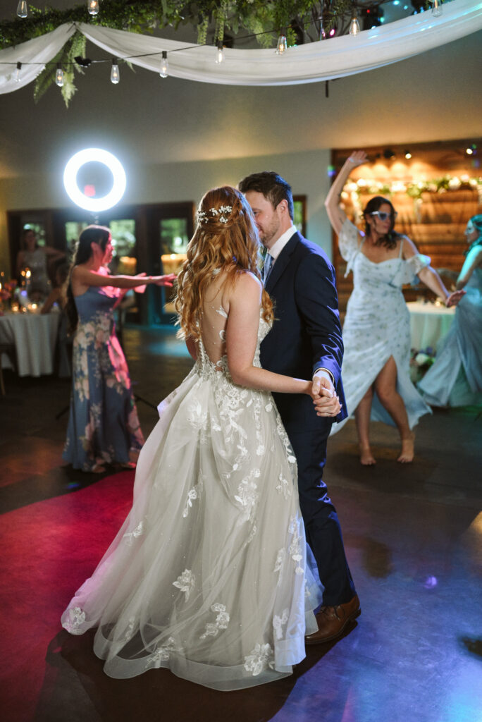 bride and groom at blue bridge event center in grawn michigan traverse city 