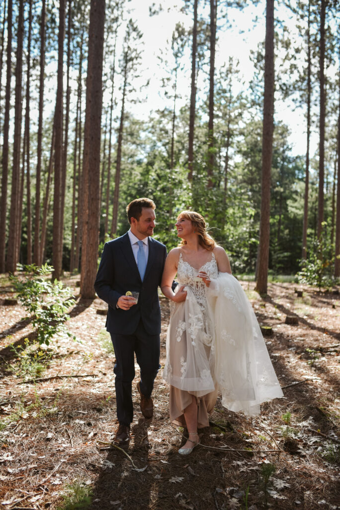 bride and groom at blue bridge event center in grawn michigan traverse city wedding photographer