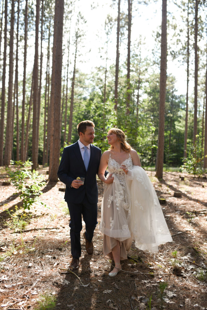 brideand groom at blue bridge event center at wedding in traverse city michigan wedding photography