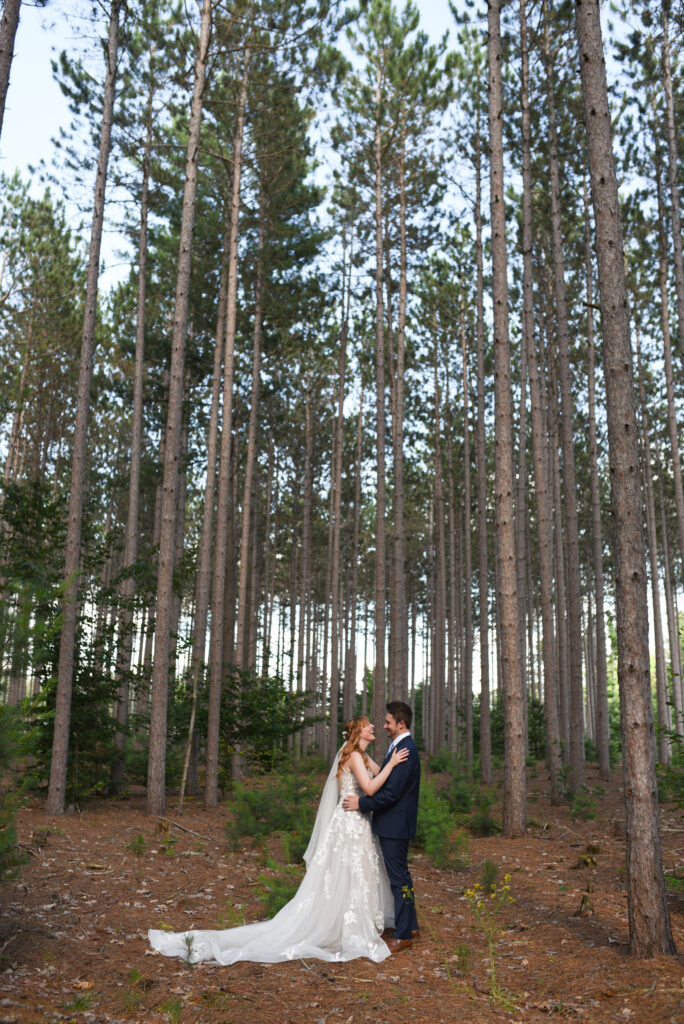 bride and groom at wedding in traverse city michigan wedding photography