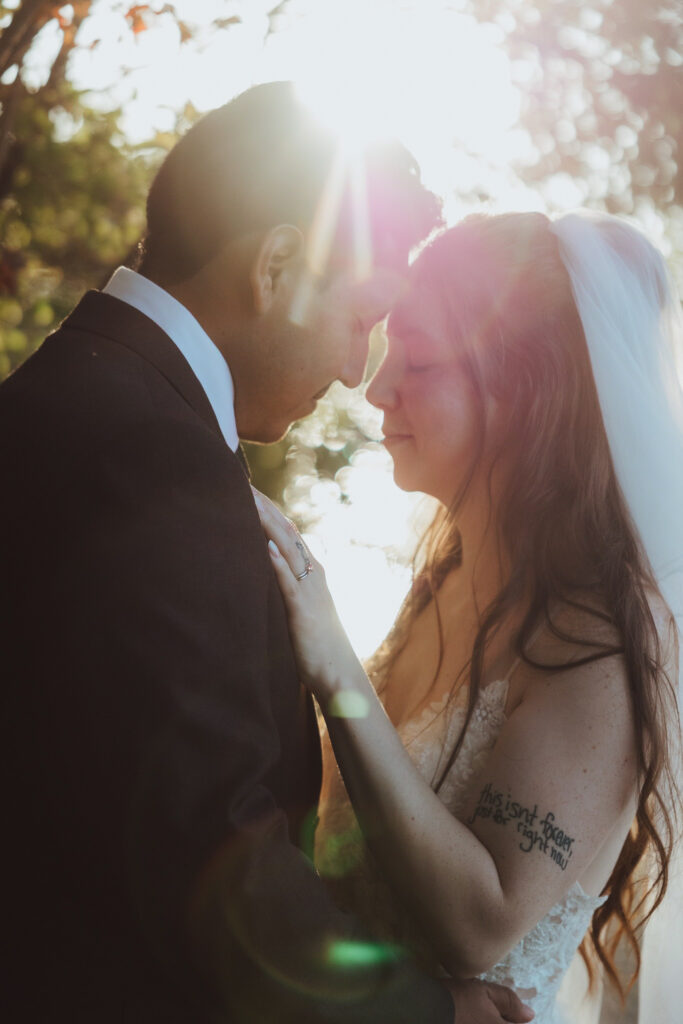 bride and groom during sunset in glen arbor michigan wedding photographer