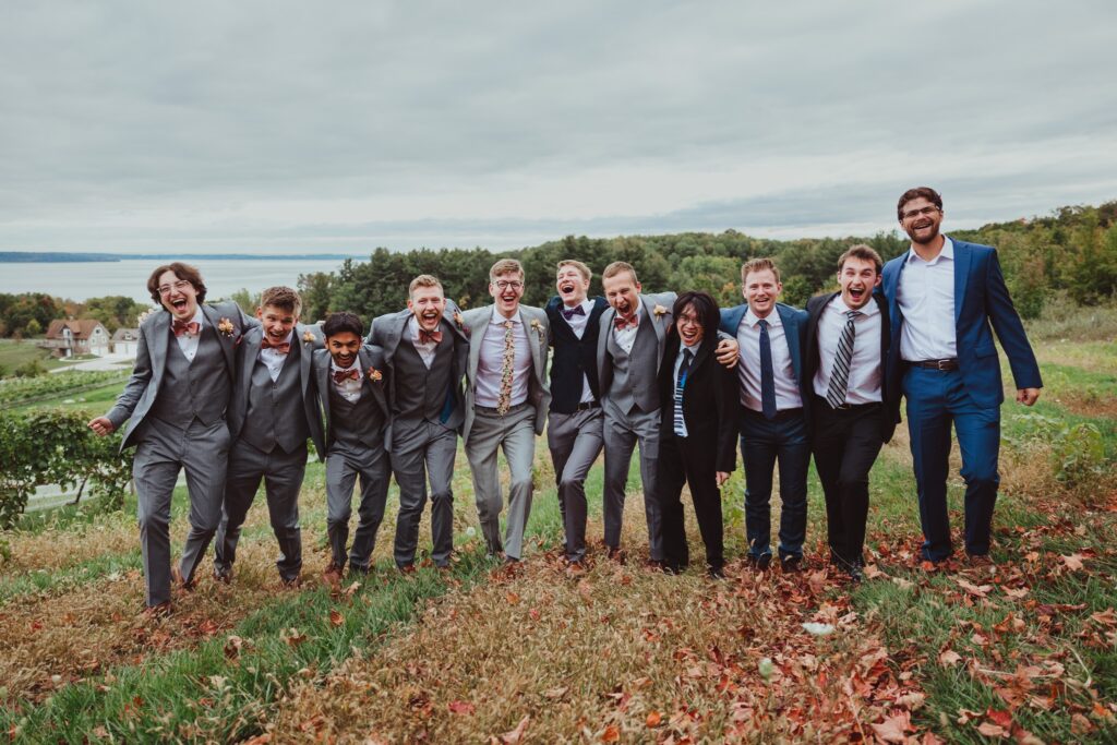 groomsmen in traverse city wedding photography