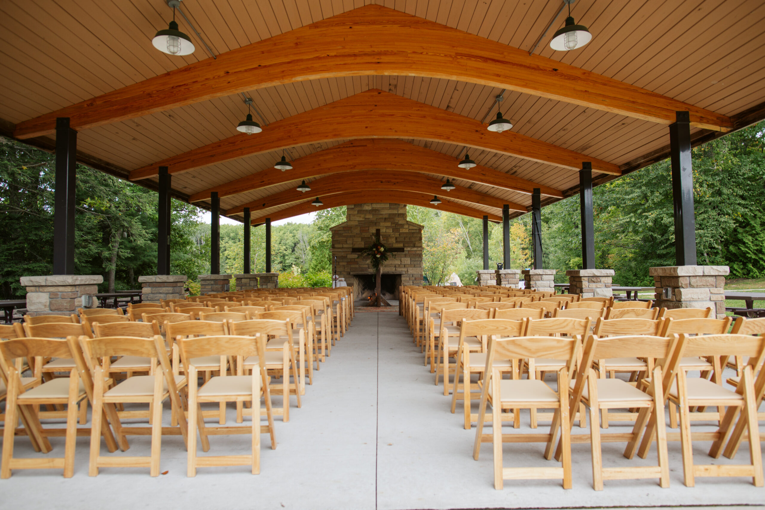 ceremony site during wedding at twin lakes campground in traverse city