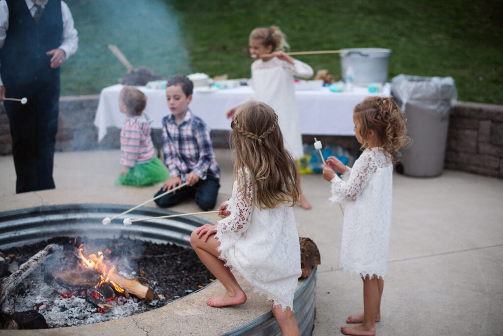 wedding guests during wedding at twin lakes campground in traverse city