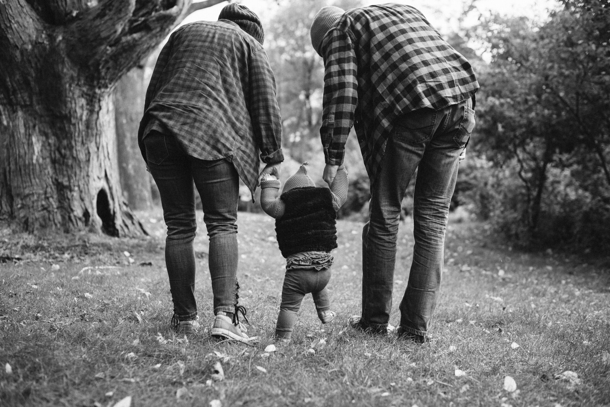 family posing for fall family photos in traverse city michigan