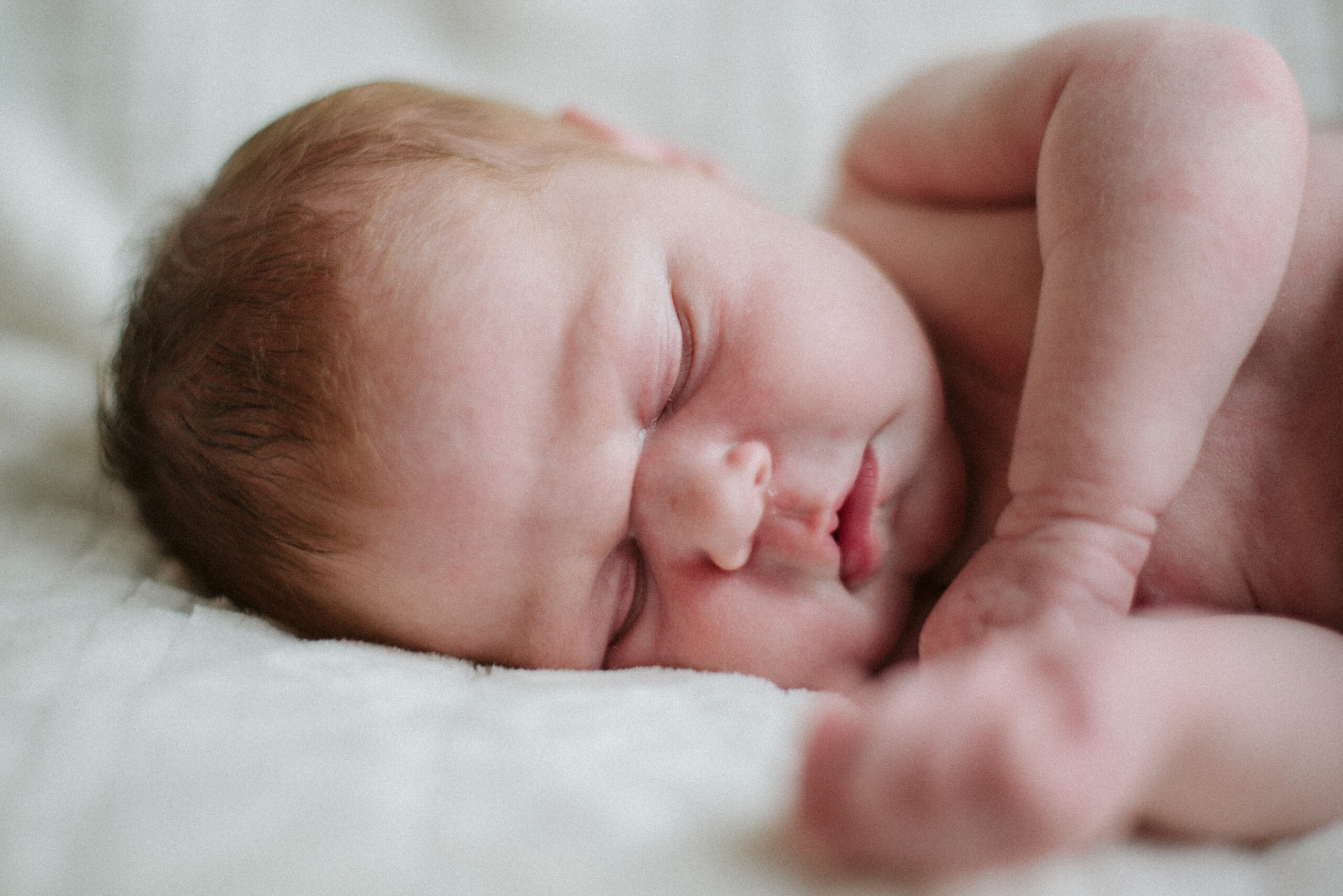 baby laying sleeping during newborn photos in traverse city michigan photographer