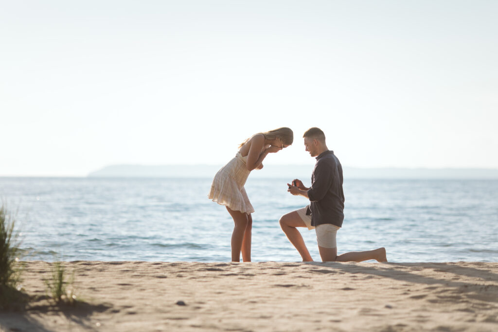 marriage proposal on lake michigan glen arbor beach