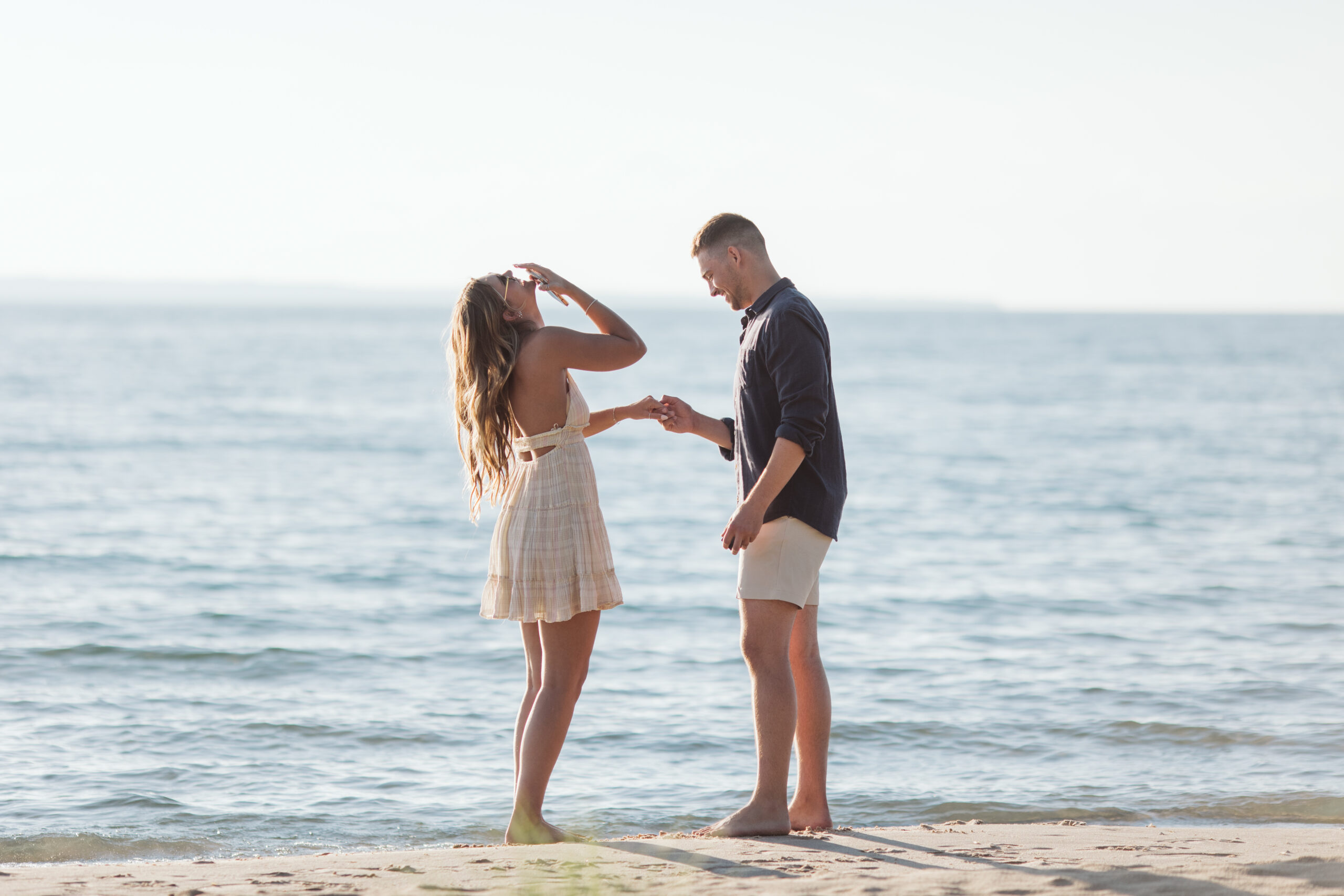 marriage proposal on lake michigan glen arbor beach