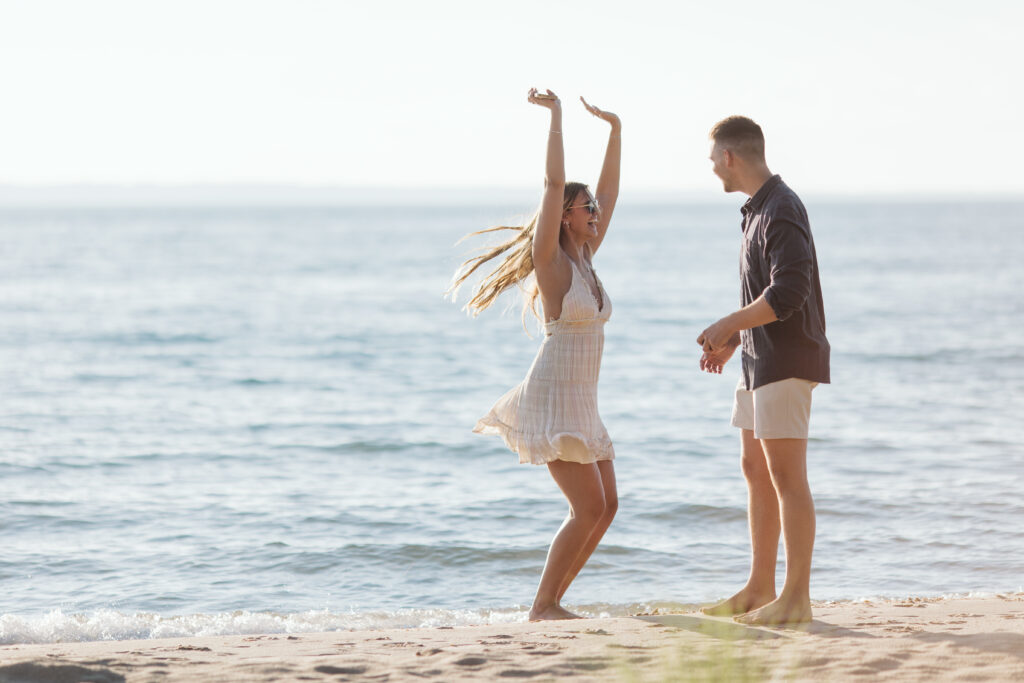 marriage proposal on lake michigan glen arbor beach